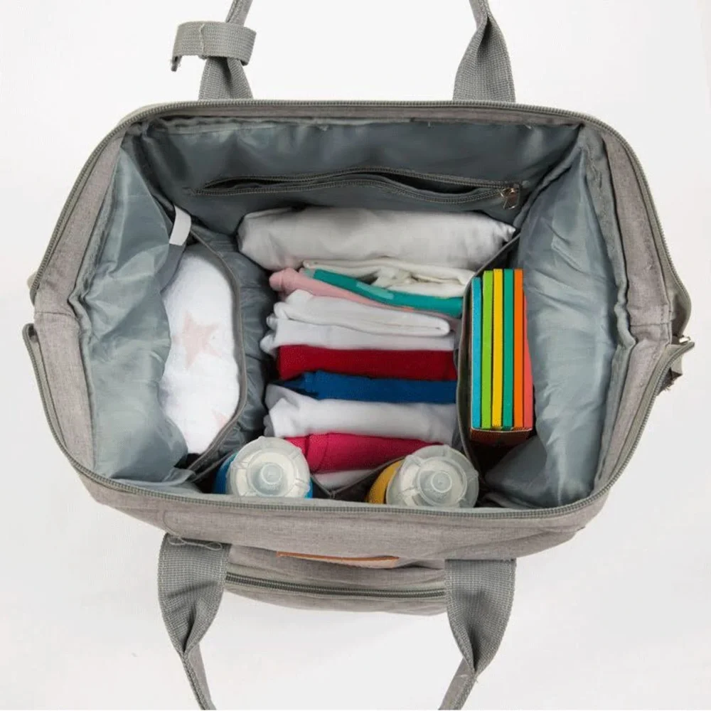 Stylish Gray Multi-Function Diaper Bag Backpack with Changing Pad. - Picture 12 of 13